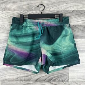 The North Face Shorts Womens Medium Green Athletic Marble Abstract Workout Hike